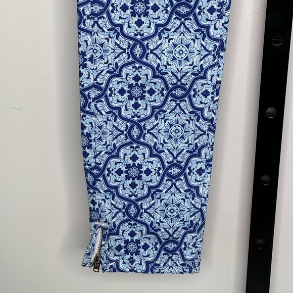 Zara Tile Print Brocade Skinny Ankle Pants - Women - Blue White - Picture 8 of 8